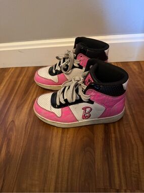 Barbie Pink White Black High-Top Kids Sneakers